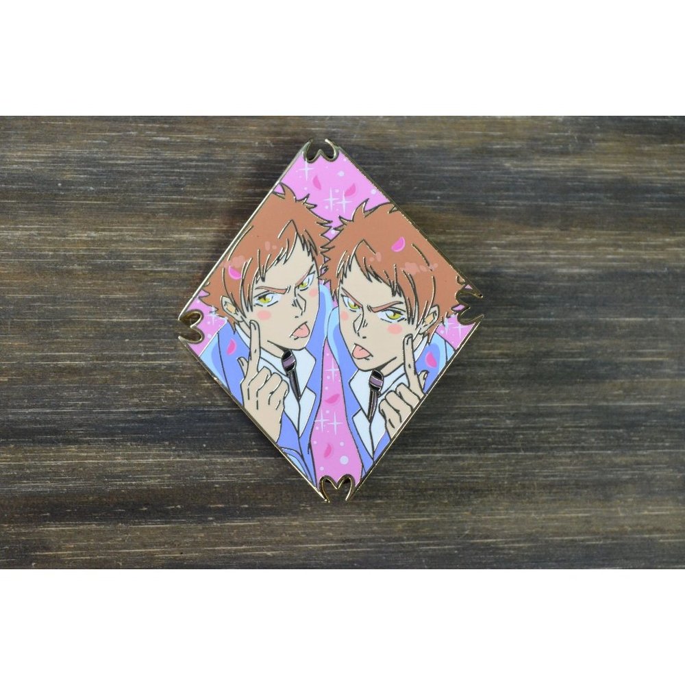 Hitachiin Twins Pin Gold Tone Enamel Ouran Host Club Anime